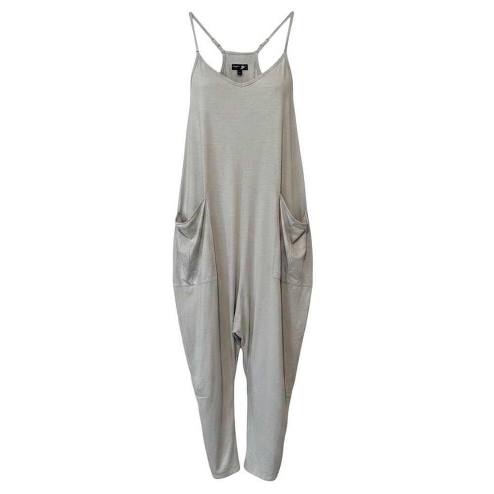 Fundamental Coast Womens Harem Jumpsuit Sage green adjustable Strap Pocket Sm